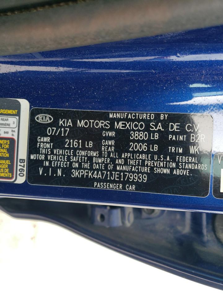 2018 KIA Forte VIN 3KPFK4A71JE179939 Copart auction photo, all over damage thumbnail 12