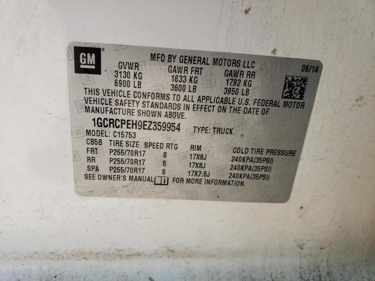 2014 Chevrolet Silverado VIN 1GCRCPEH9EZ359954 Copart auction photo, all over / front end damage thumbnail 12