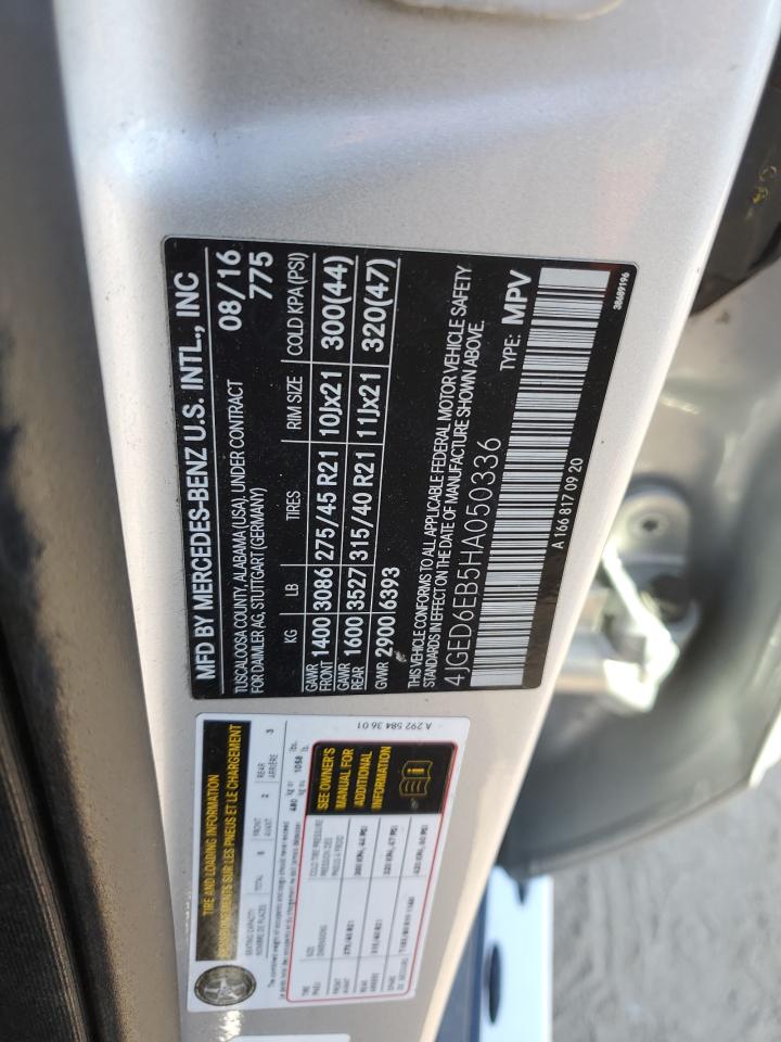2017 Mercedes-Benz GLE VIN 4JGED6EB5HA050336 Copart auction photo, minor dent/scratches damage thumbnail 13