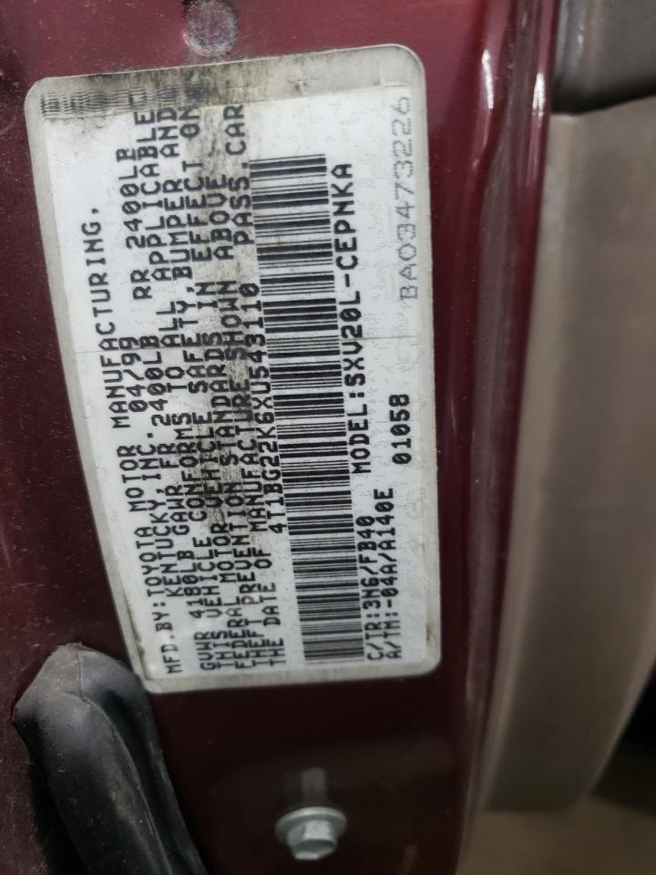 1999 Toyota Camry VIN 4T1BG22K6XU543110 Copart auction photo, front end / rear end damage thumbnail 12