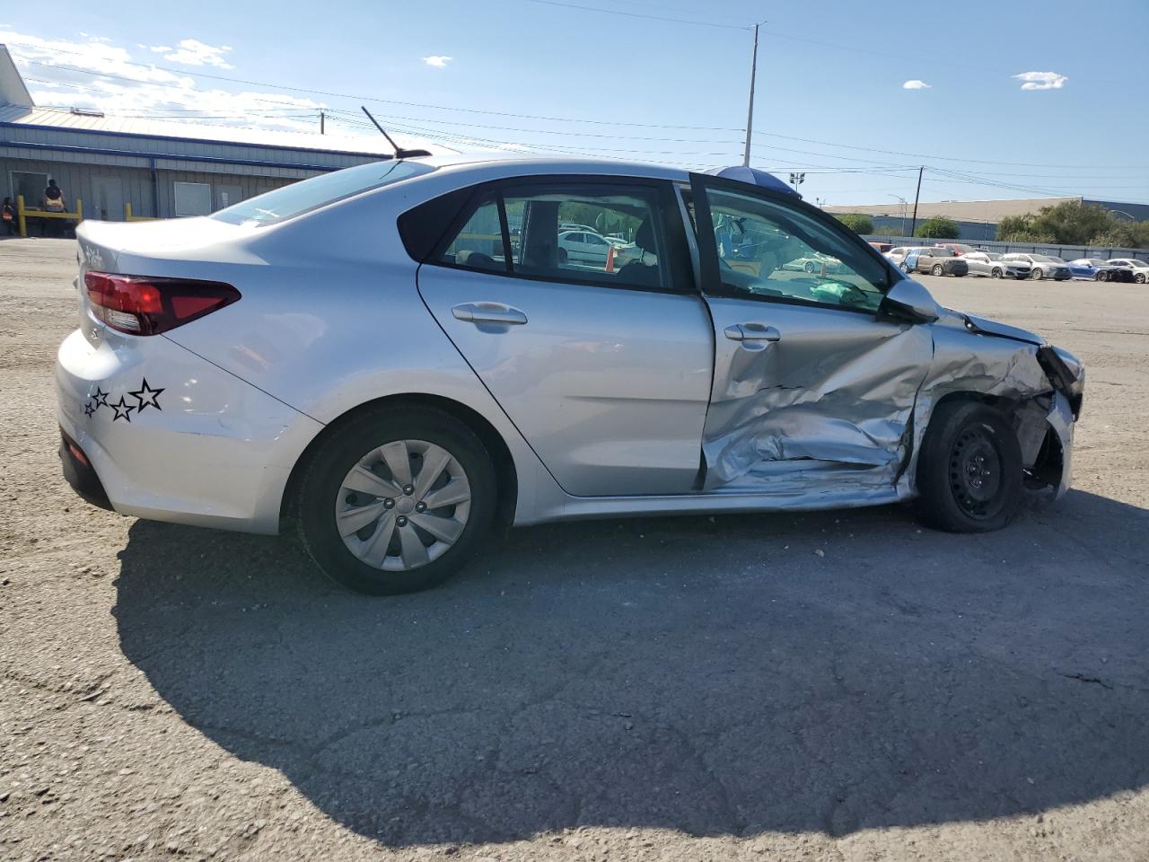 2019 KIA Rio VIN 3KPA24AB6KE197983 Copart auction photo, side / front end damage thumbnail 3