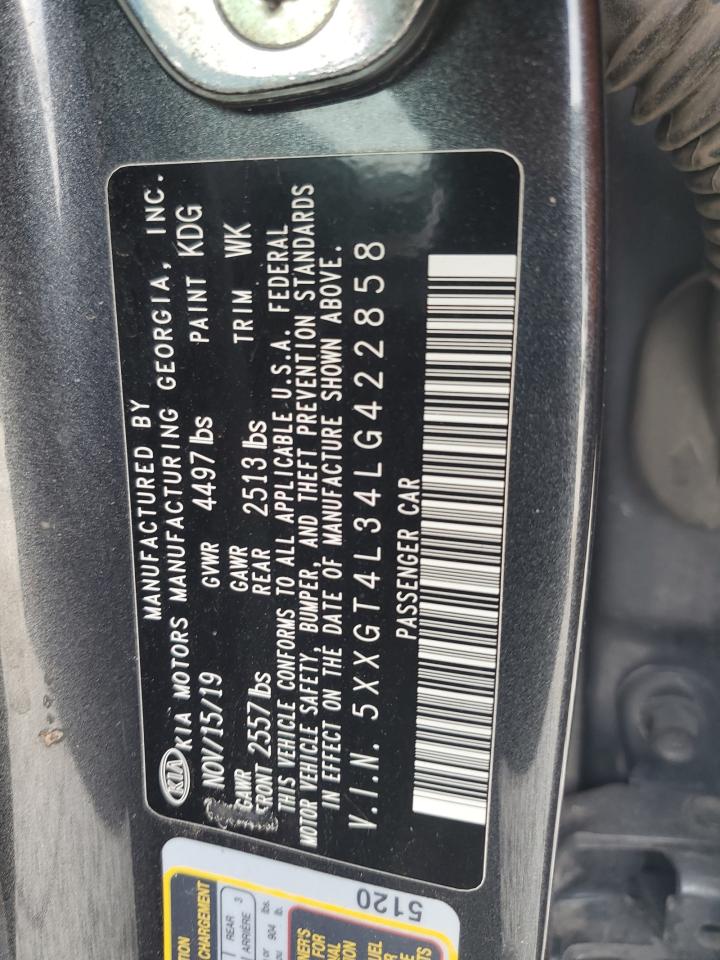 2020 KIA Optima VIN 5XXGT4L34LG422858 Copart auction photo, side damage thumbnail 12