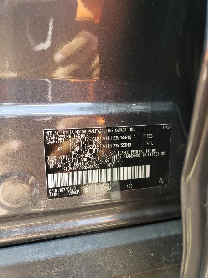 2024 Toyota RAV 4 VIN 2T3A1RFV3RC408768 Copart auction photo, all over damage thumbnail 15