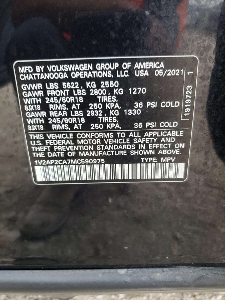 2021 Volkswagen Atlas VIN 1V2AP2CA7MC590975 Copart auction photo, hail damage thumbnail 15