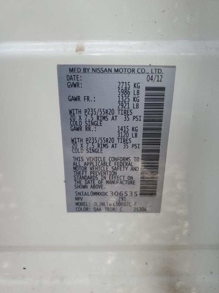2013 Infiniti JX VIN 5N1AL0MMXDC306535 Copart auction photo, vandalism damage thumbnail 13
