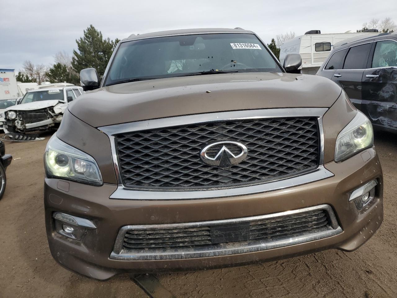 2015 Infiniti QX80 VIN JN8AZ2NE9F9085133 Copart auction photo, side / rear end damage thumbnail 5