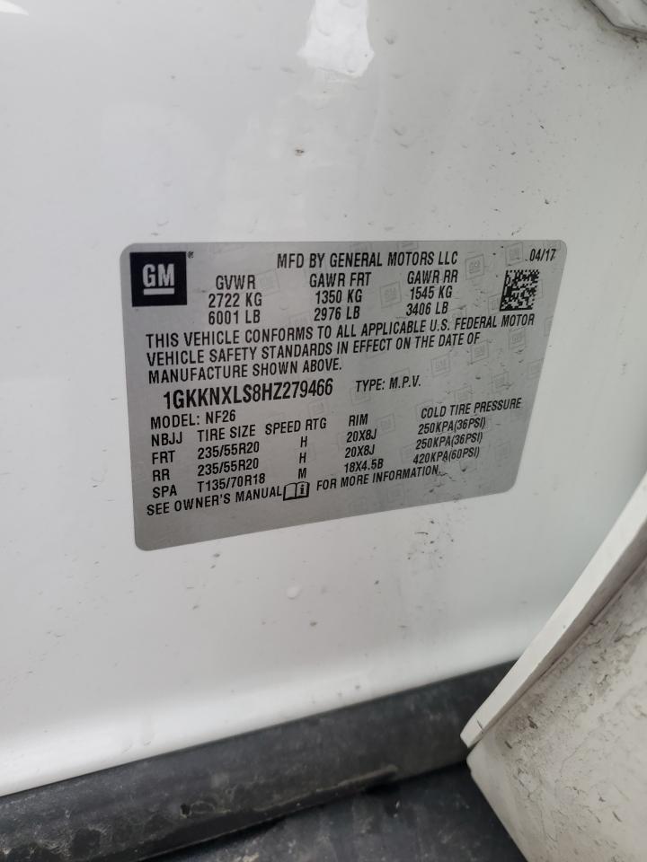 2017 GMC Acadia VIN 1GKKNXLS8HZ279466 Copart auction photo, side damage thumbnail 13