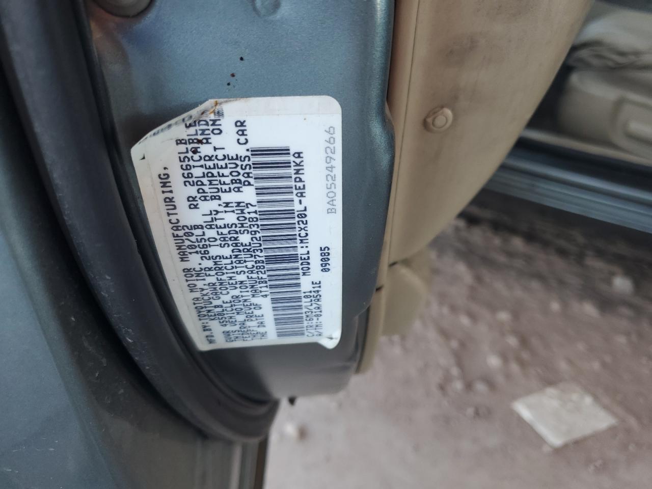 2003 Toyota Avalon VIN 4T1BF28B73U293817 Copart auction photo, minor dent/scratches damage thumbnail 12