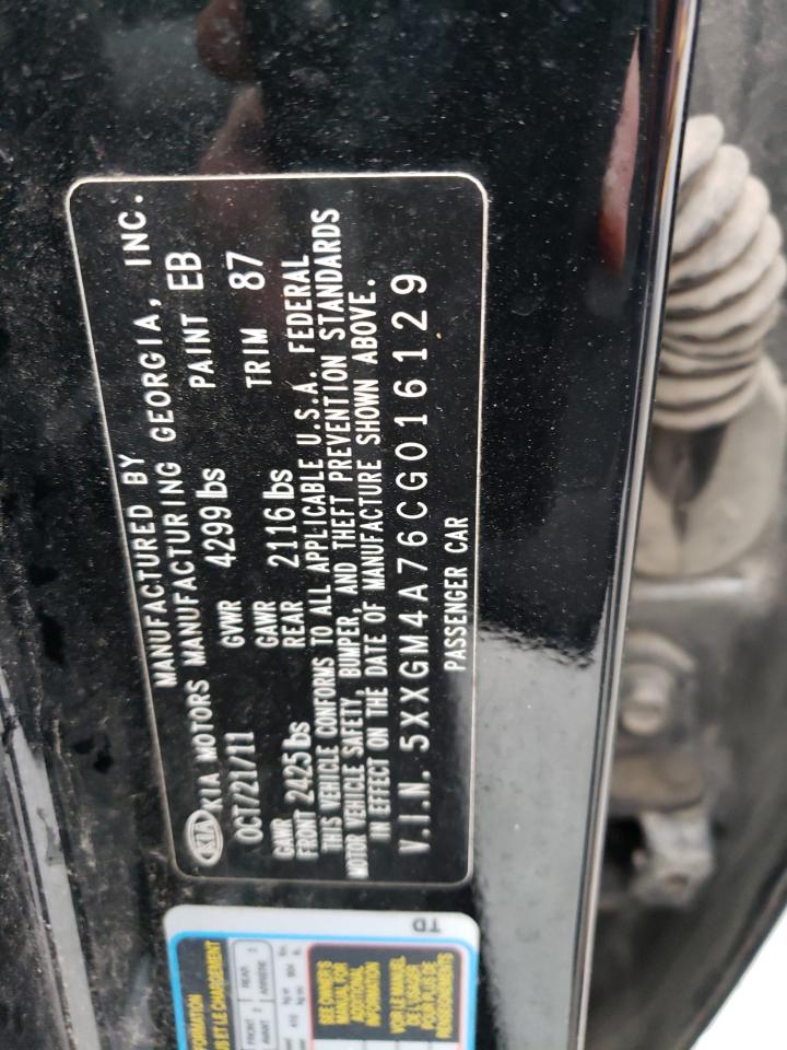 2012 KIA Optima VIN 5XXGM4A76CG016129 Copart auction photo, side / hail damage thumbnail 12