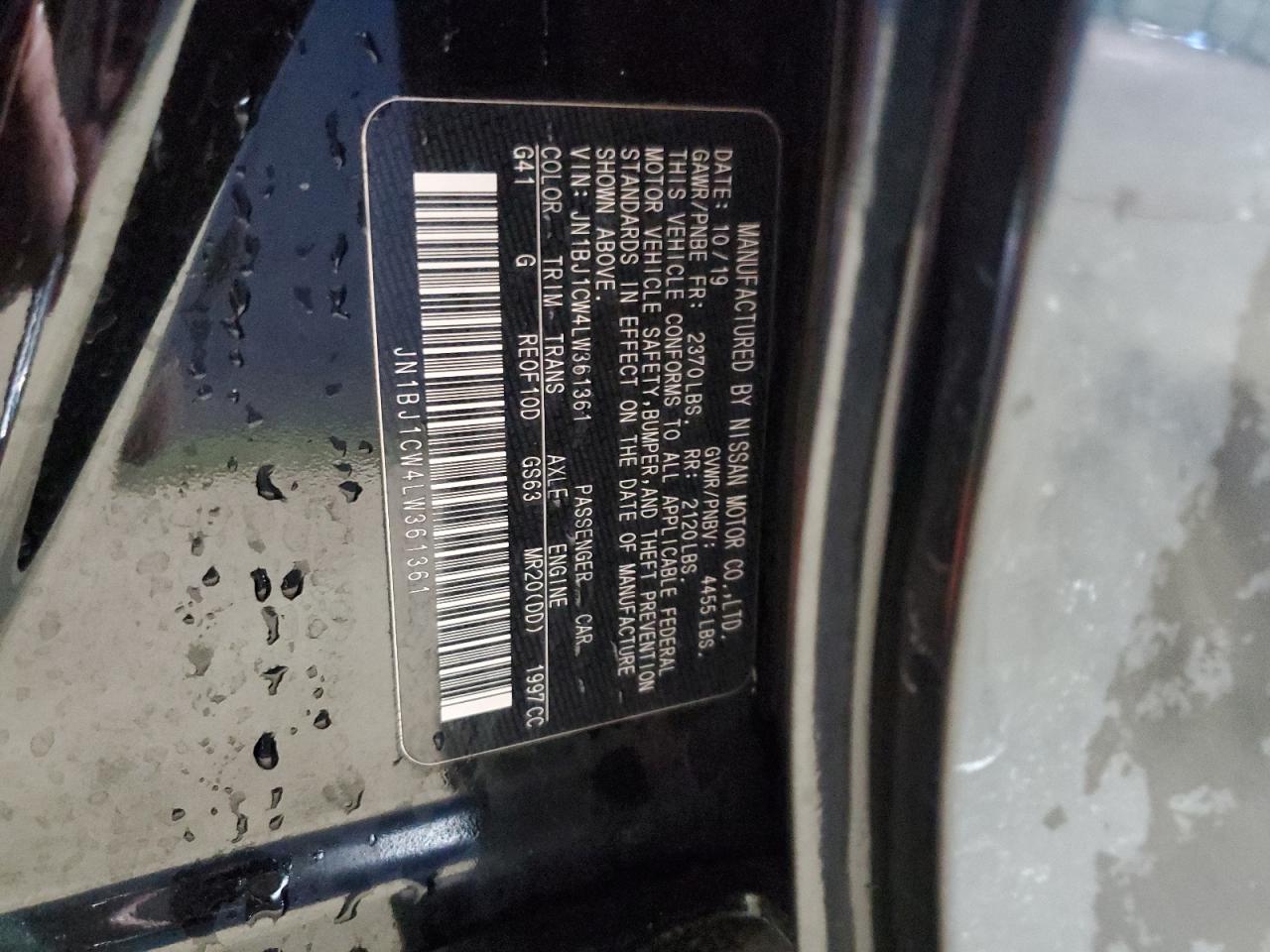 2020 Nissan Rogue VIN JN1BJ1CW4LW361361 Copart auction photo, minor dent/scratches damage thumbnail 13