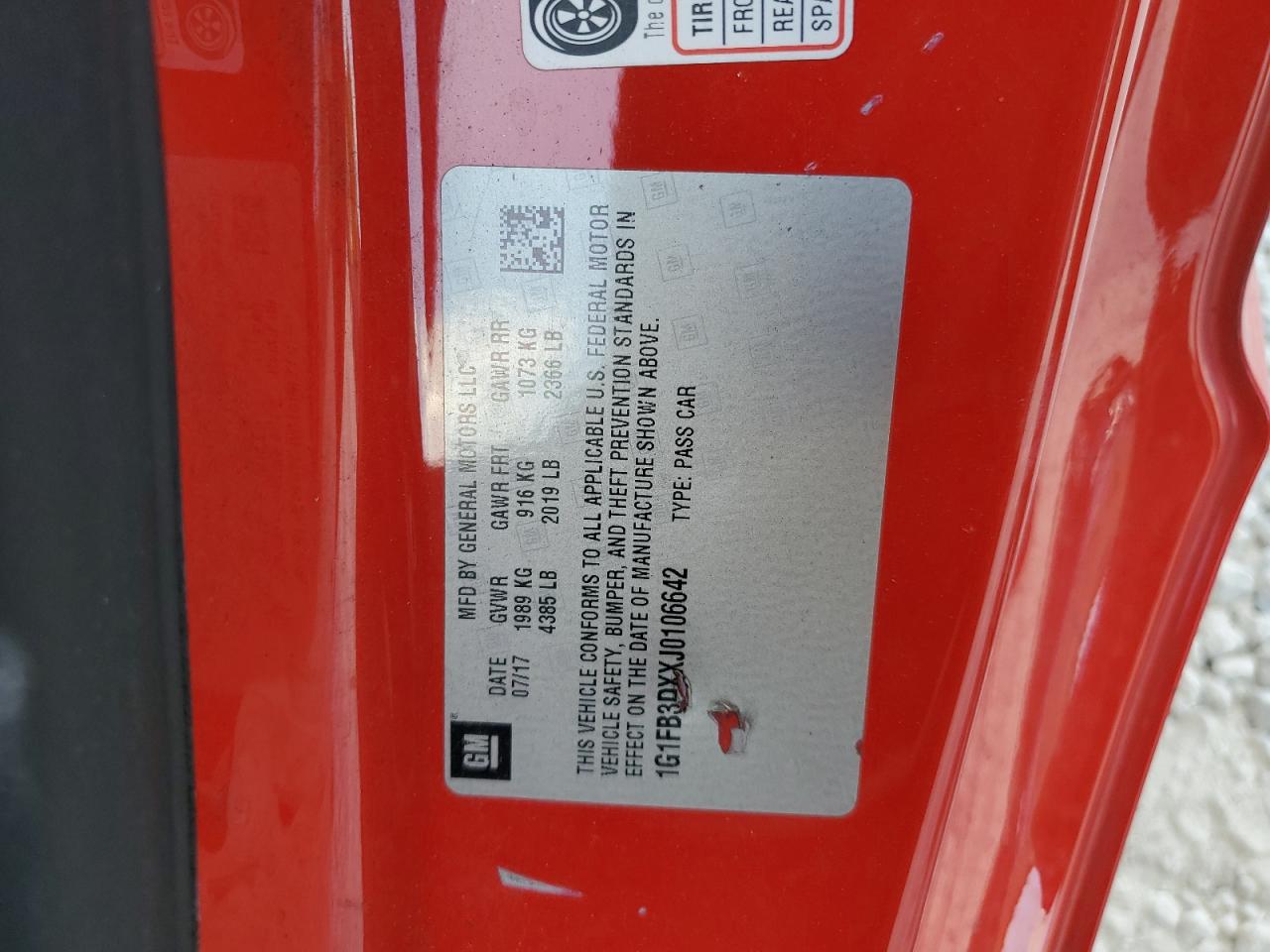 2018 Chevrolet Camaro VIN 1G1FB3DXXJ0106642 Copart auction photo, front end damage thumbnail 14