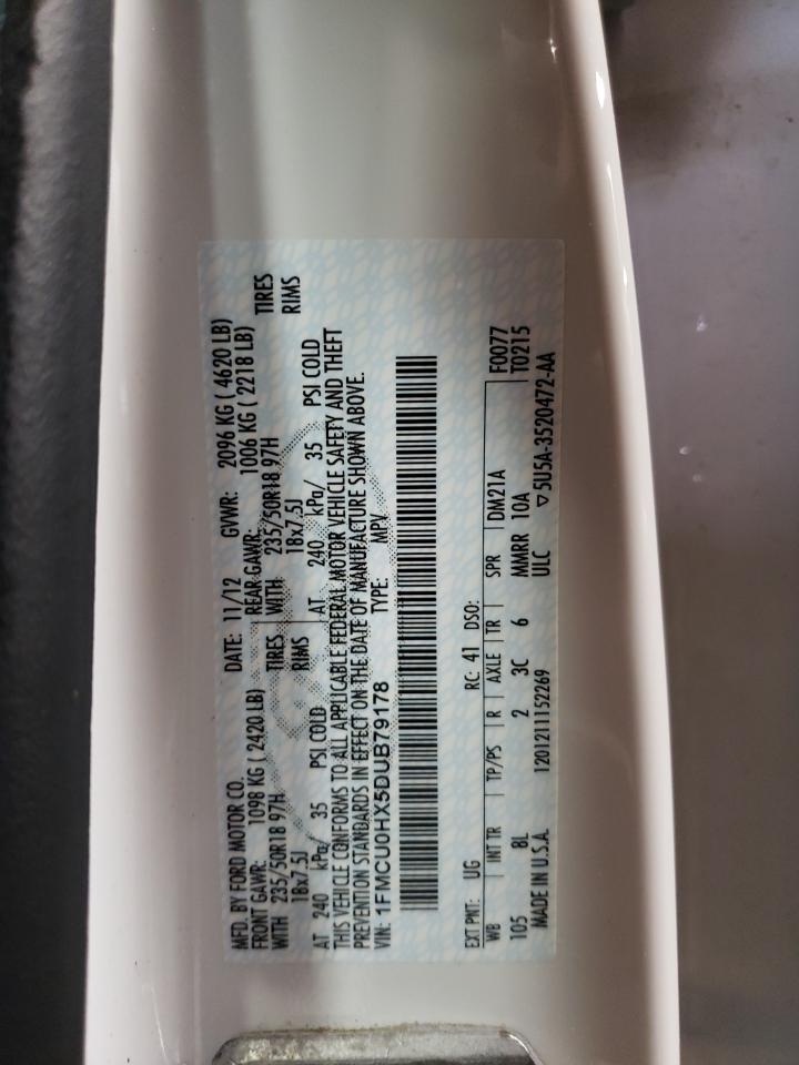 2013 Ford Escape VIN 1FMCU0HX5DUB79178 Copart auction photo, front end damage thumbnail 12
