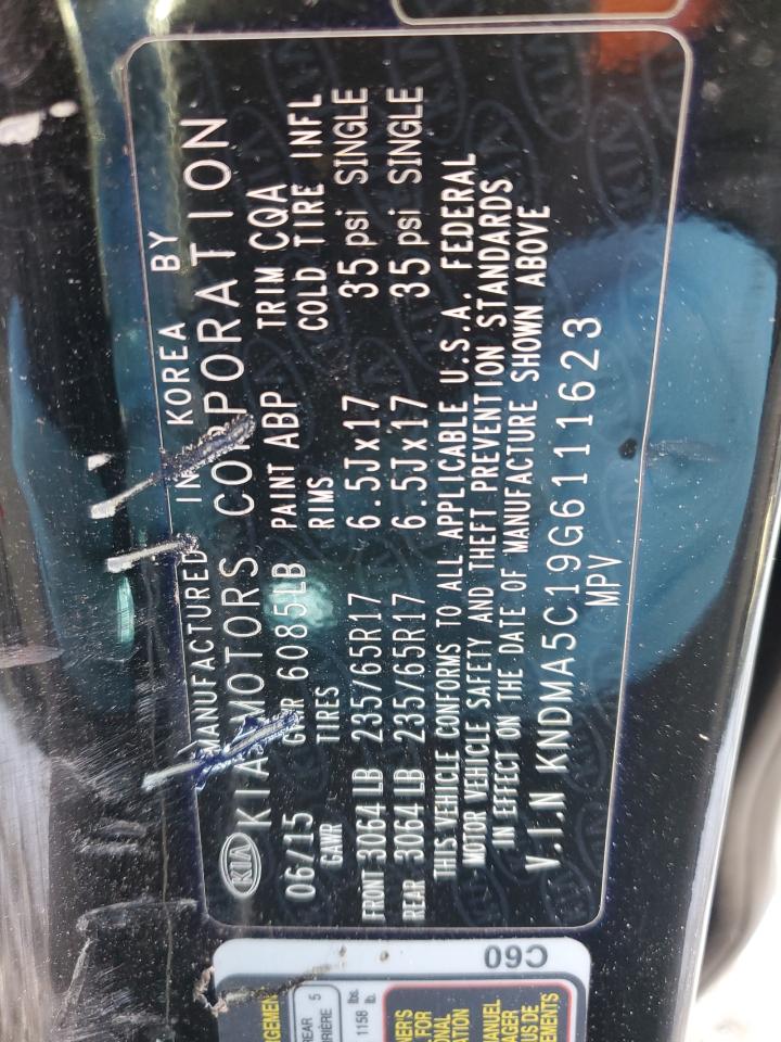 2016 KIA Sedona VIN KNDMA5C19G6111623 Copart auction photo, normal wear / mechanical damage thumbnail 13
