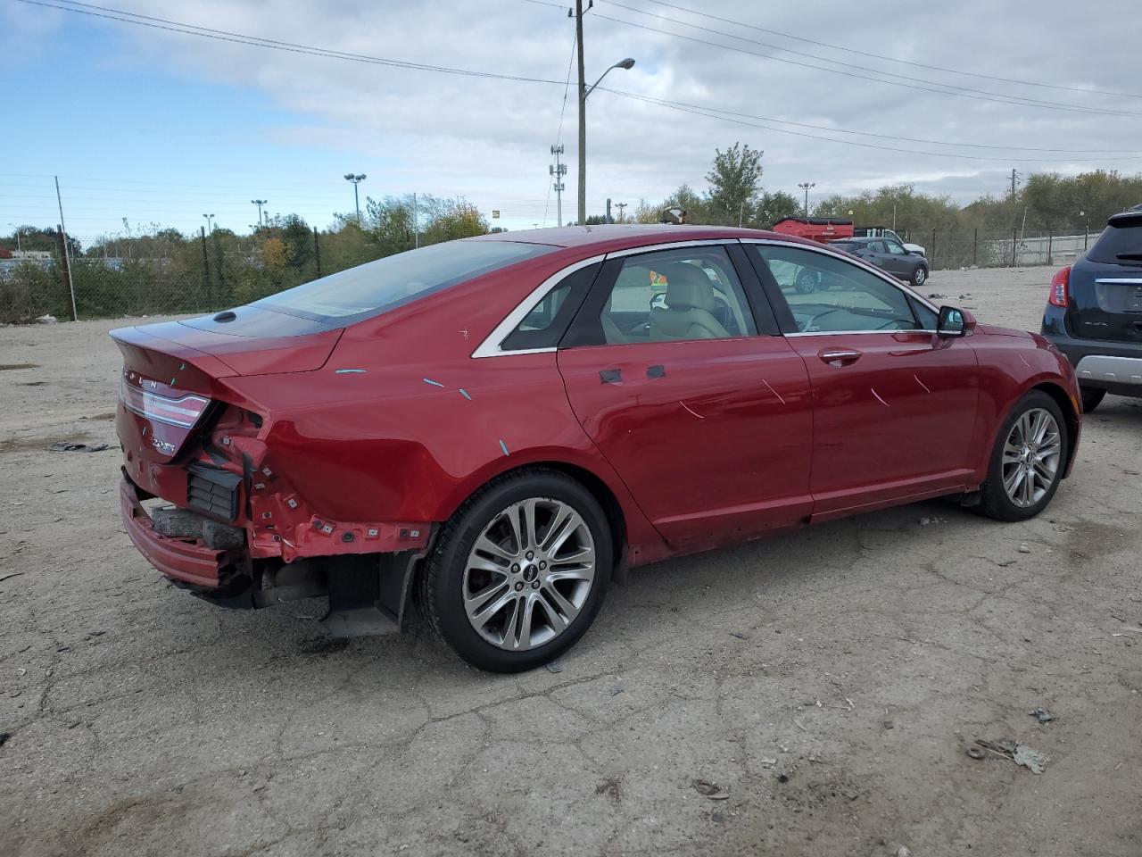 2013 Lincoln MKZ VIN 3LN6L2J97DR814142 Copart auction photo, rear end / side damage thumbnail 3