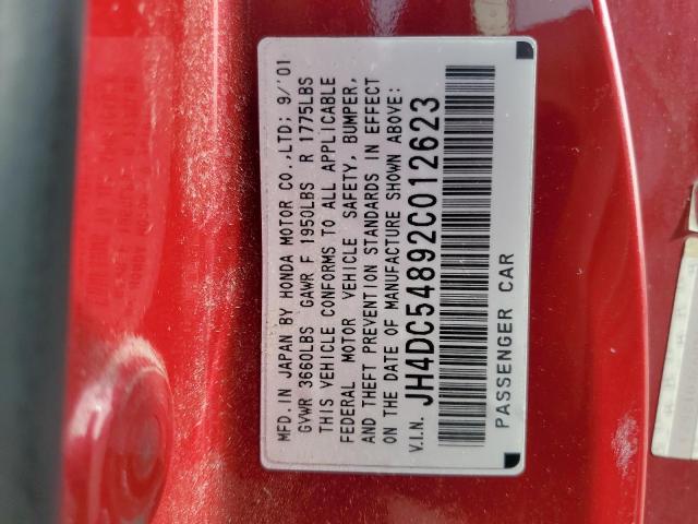 2002 Acura RSX VIN JH4DC54892C012623 Copart auction photo, minor dent/scratches damage thumbnail 12
