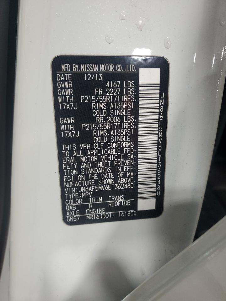 2014 Nissan Juke VIN JN8AF5MV6ET362480 Copart auction photo, front end damage thumbnail 15