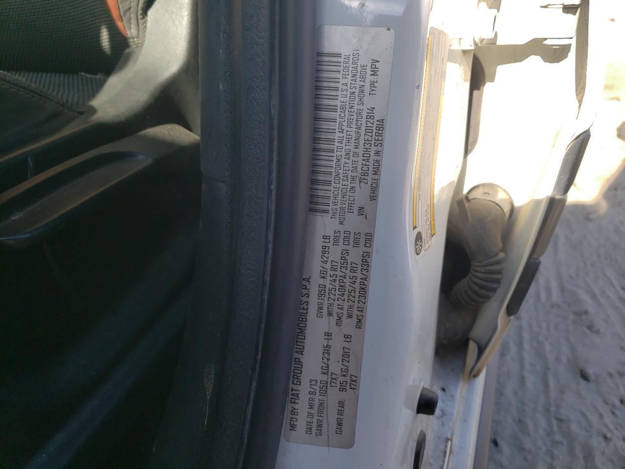2014 Fiat 500 VIN ZFBCFADH3EZ012814 Copart auction photo, front end damage thumbnail 14