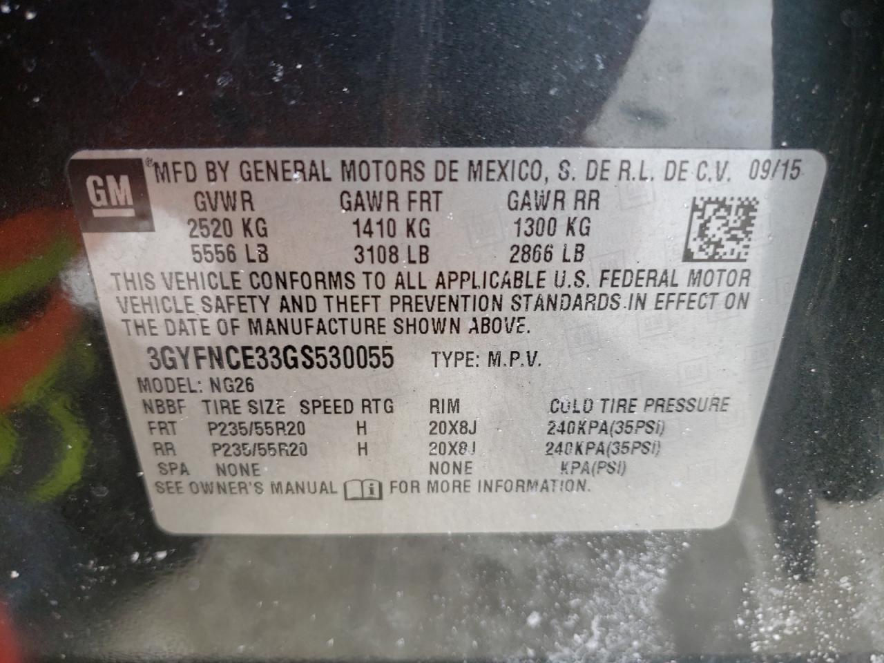 2016 Cadillac SRX VIN 3GYFNCE33GS530055 Copart auction photo, side / undercarriage damage thumbnail 15