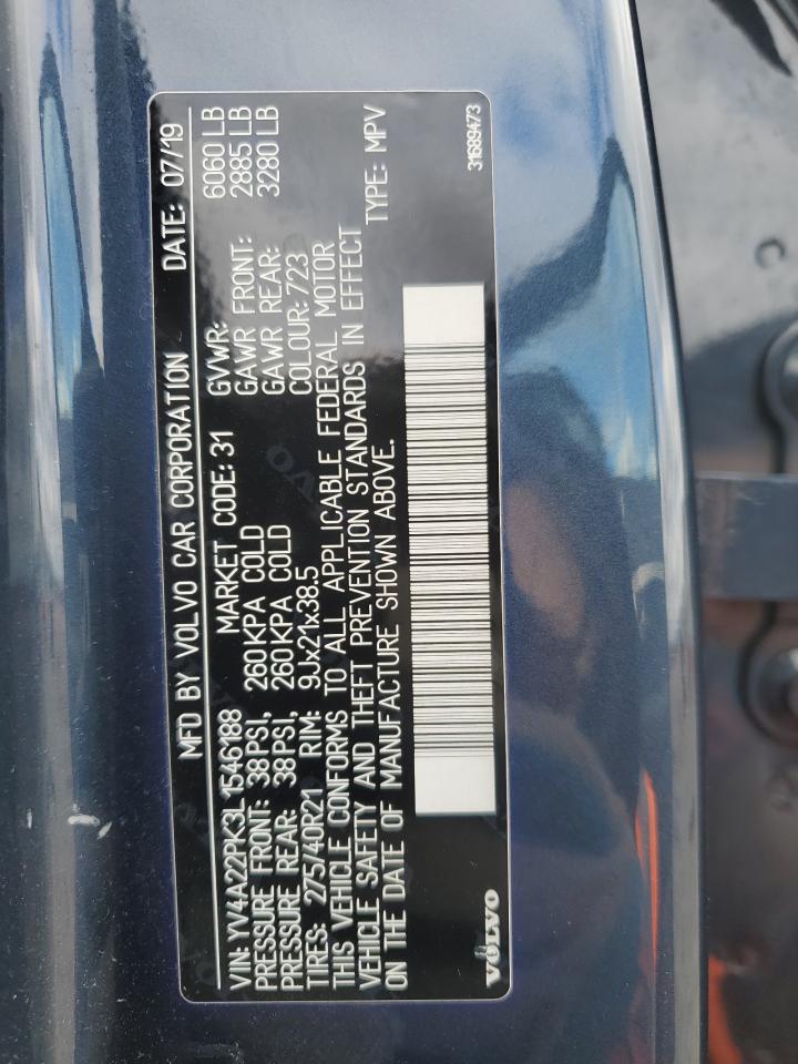 2020 Volvo XC90 VIN YV4A22PK3L1546188 Copart auction photo, front end damage thumbnail 14
