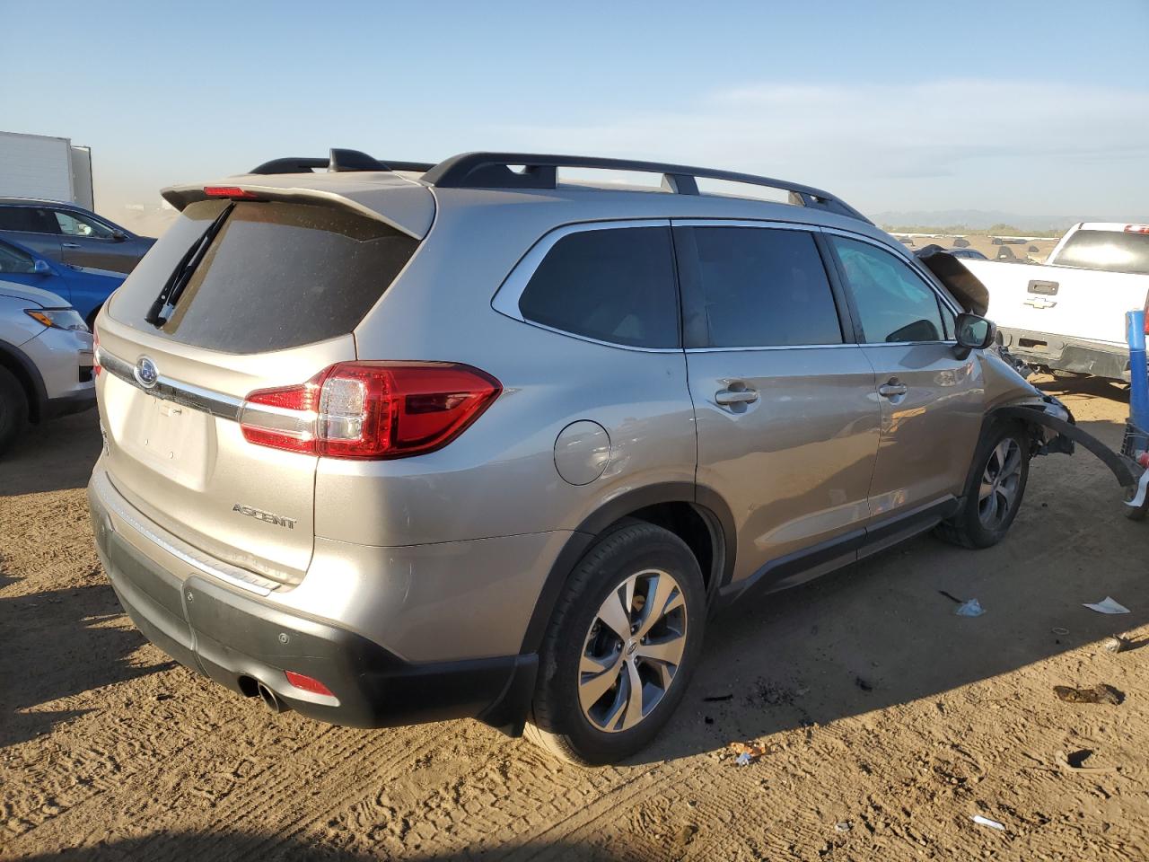 2019 Subaru Ascent VIN 4S4WMAFD8K3467100 Copart auction photo, front end / burn damage thumbnail 3