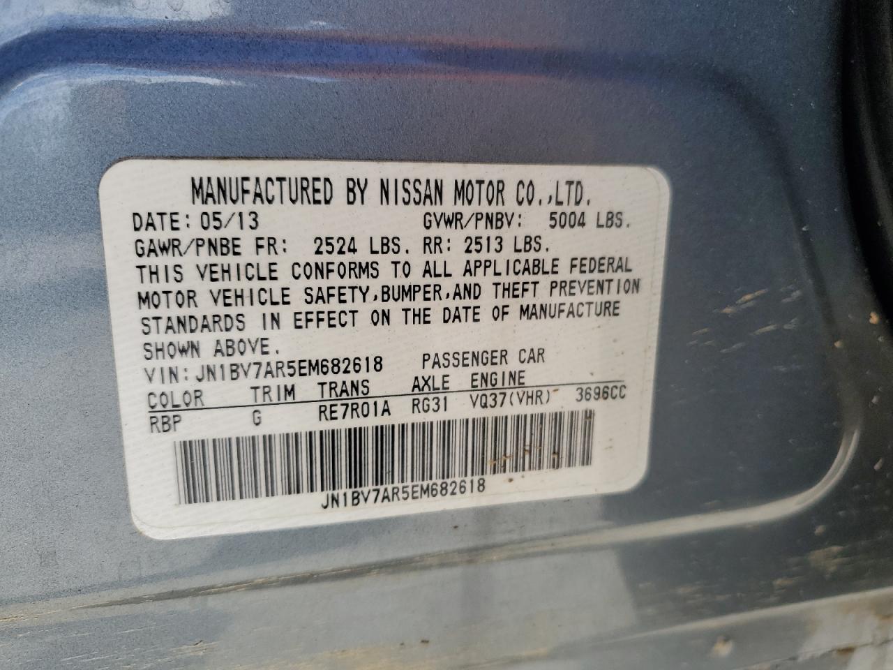 2014 Infiniti Q50 VIN JN1BV7AR5EM682618 Copart auction photo, front end / minor dent/scratches damage thumbnail 12