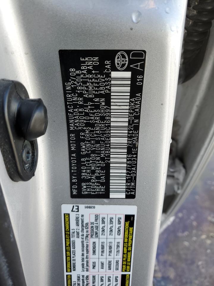 2009 Toyota Corolla VIN 2T1BU40E09C168997 Copart auction photo, front end damage thumbnail 12