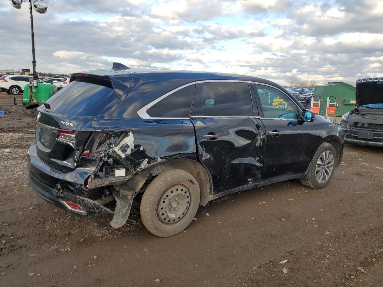 2016 Acura MDX VIN 5FRYD4H43GB060015 Copart auction photo, rear end / side damage thumbnail 3