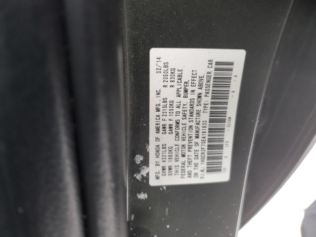 2014 Honda Accord VIN 1HGCR2F75EA161630 Copart auction photo, front end damage thumbnail 12