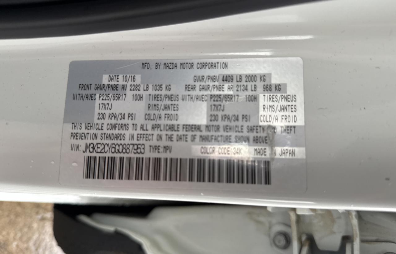 2016 Mazda CX-5 VIN JM3KE2CY6G0887953 Copart auction photo, normal wear / minor dent/scratches damage thumbnail 10