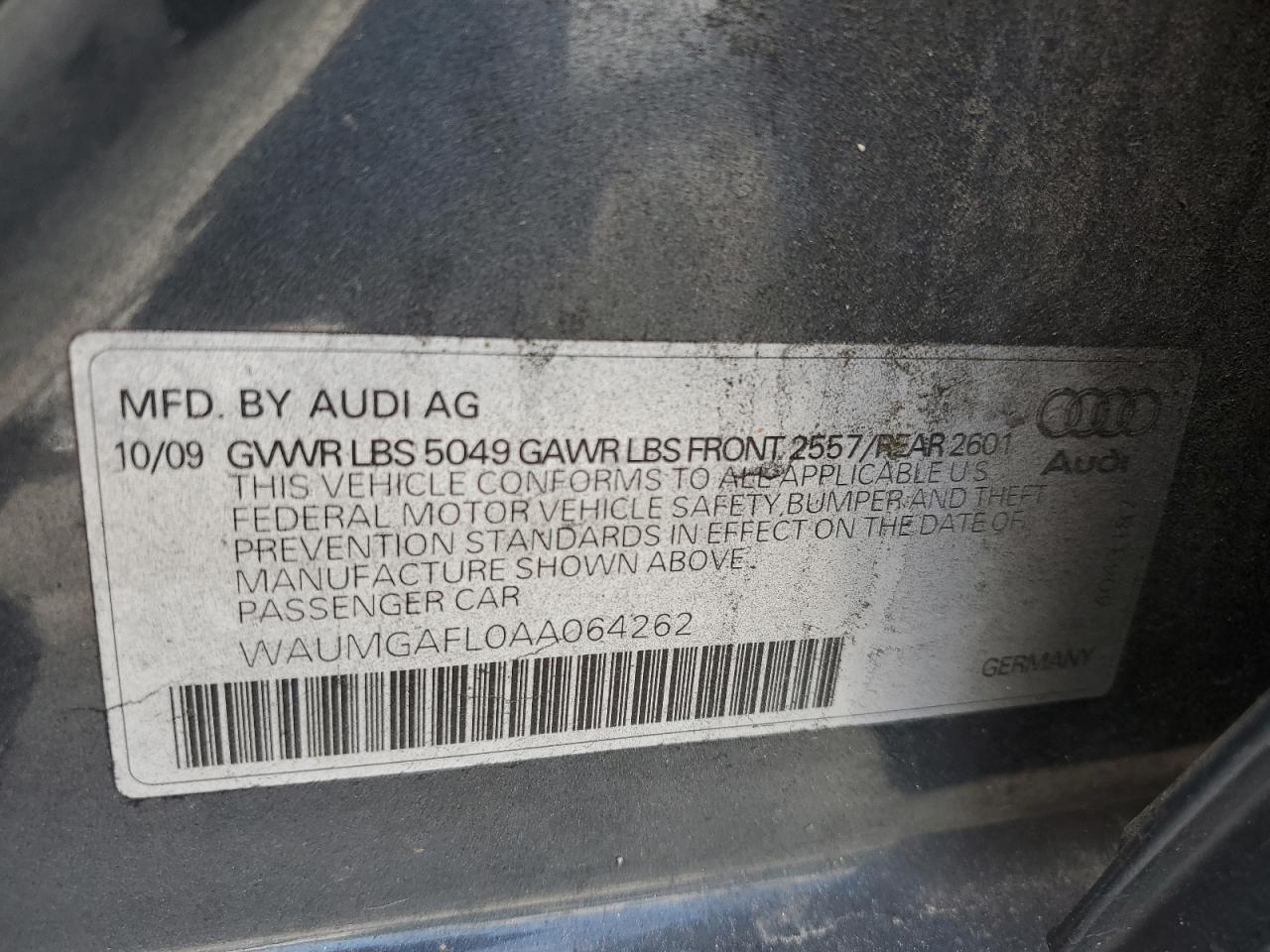 2010 Audi RS4 VIN WAUMGAFL0AA064262 Copart auction photo, front end damage thumbnail 12