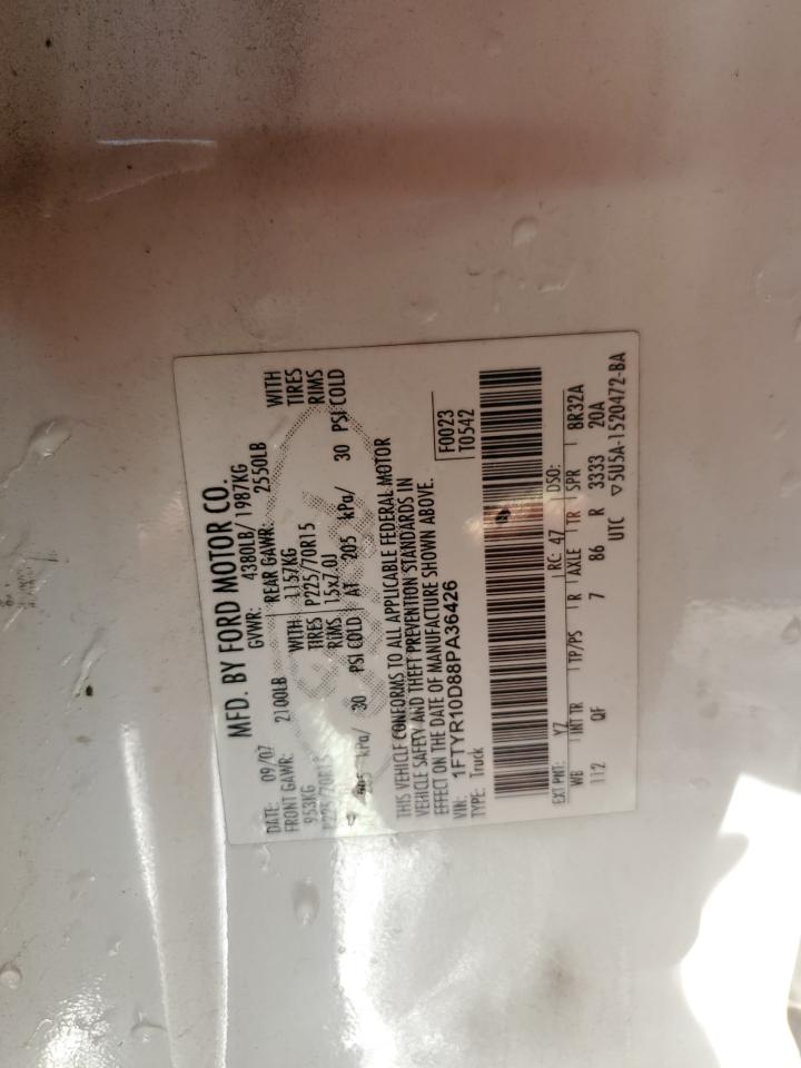 2008 Ford Ranger VIN 1FTYR10D88PA36426 Copart auction photo, side damage thumbnail 12