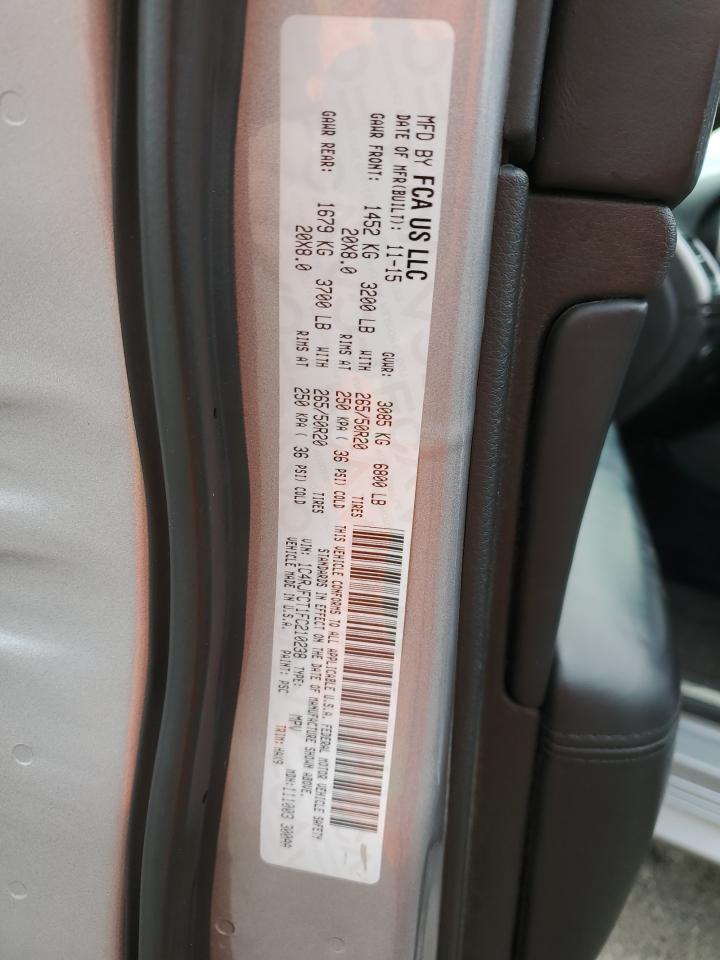 2015 Jeep Grand Cherokee VIN 1C4RJFCT1FC210238 Copart auction photo, rear end damage thumbnail 13