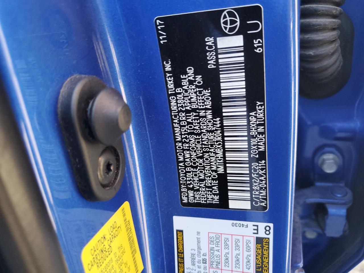 2018 Toyota C-HR VIN NMTKHMBX5JR047444 Copart auction photo, front end damage thumbnail 14