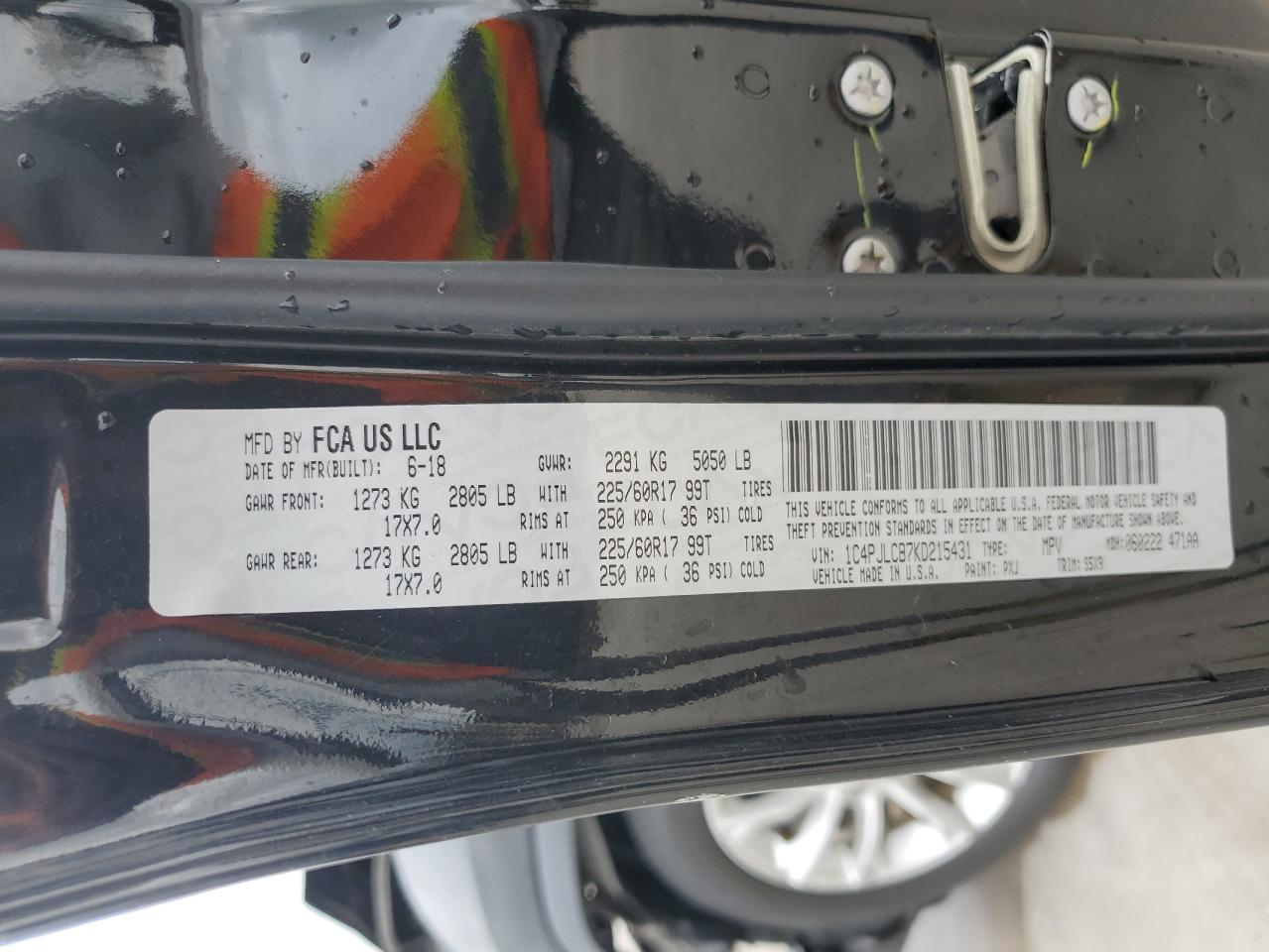 2019 Jeep Grand Cherokee VIN 1C4PJLCB7KD215431 Copart auction photo, front end damage thumbnail 14