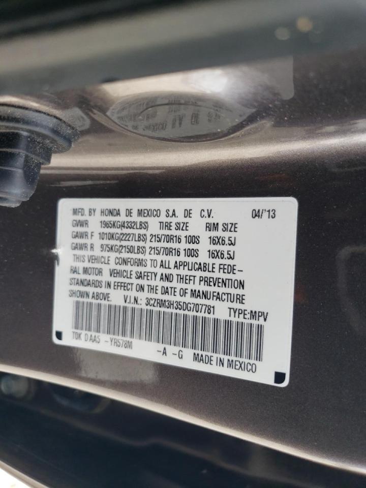 2013 Honda CR-V VIN 3CZRM3H35DG707781 Copart auction photo, rear end / side damage thumbnail 13