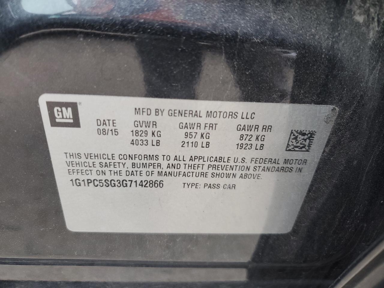 2016 Chevrolet Cruze VIN 1G1PC5SG3G7142866 Copart auction photo, front end damage thumbnail 12