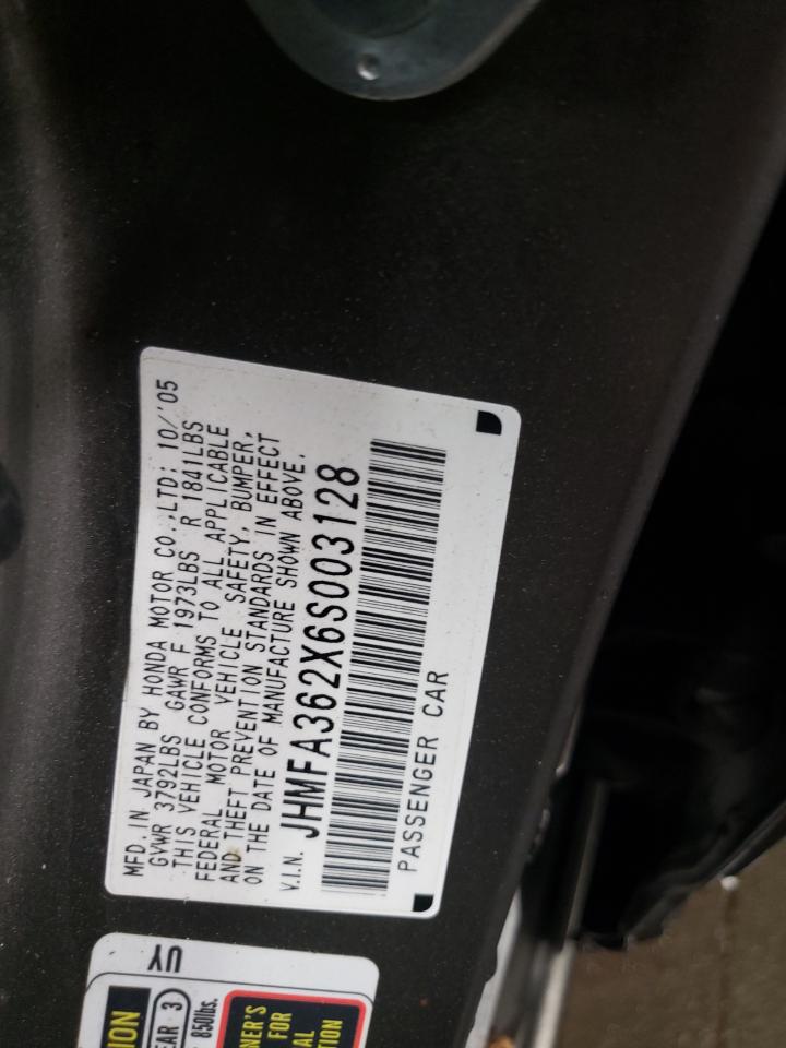 2006 Honda Civic VIN JHMFA362X6S003128 Copart auction photo, front end / rear end damage thumbnail 12