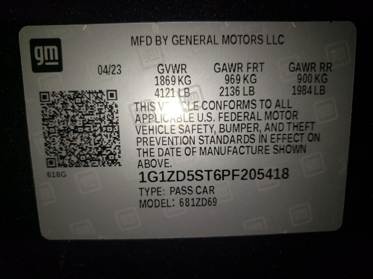 2023 Chevrolet Malibu VIN 1G1ZD5ST6PF205418 Copart auction photo, front end / minor dent/scratches damage thumbnail 12