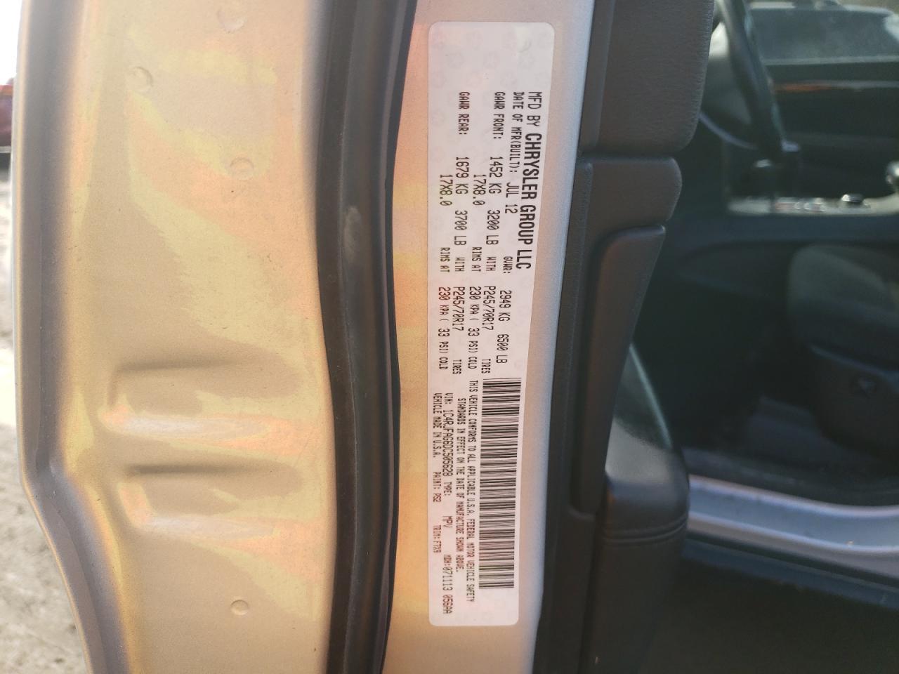 2013 Jeep Grand Cherokee VIN 1C4RJFAG6DC505628 Copart auction photo, front end / side damage thumbnail 15