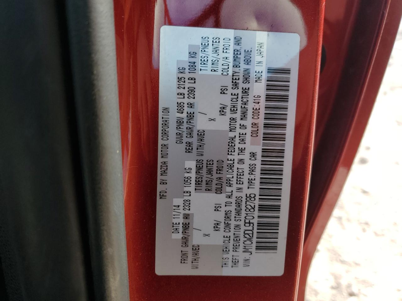 2015 Mazda 5 VIN JM1CW2DL9F0182785 Copart auction photo, front end damage thumbnail 16
