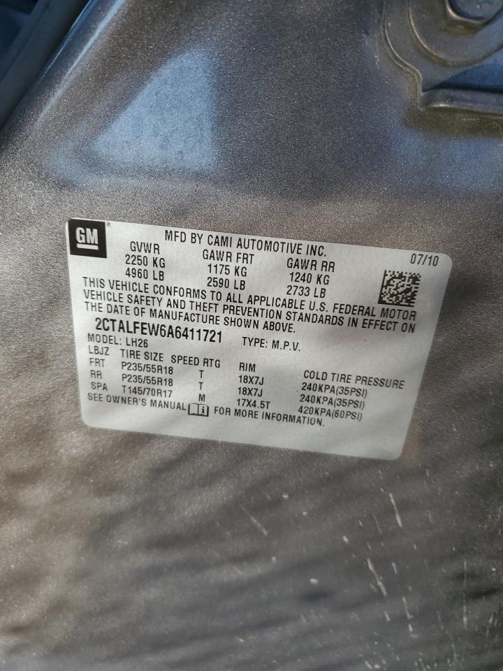 2010 GMC Terrain VIN 2CTALFEW6A6411721 Copart auction photo, front end damage thumbnail 14