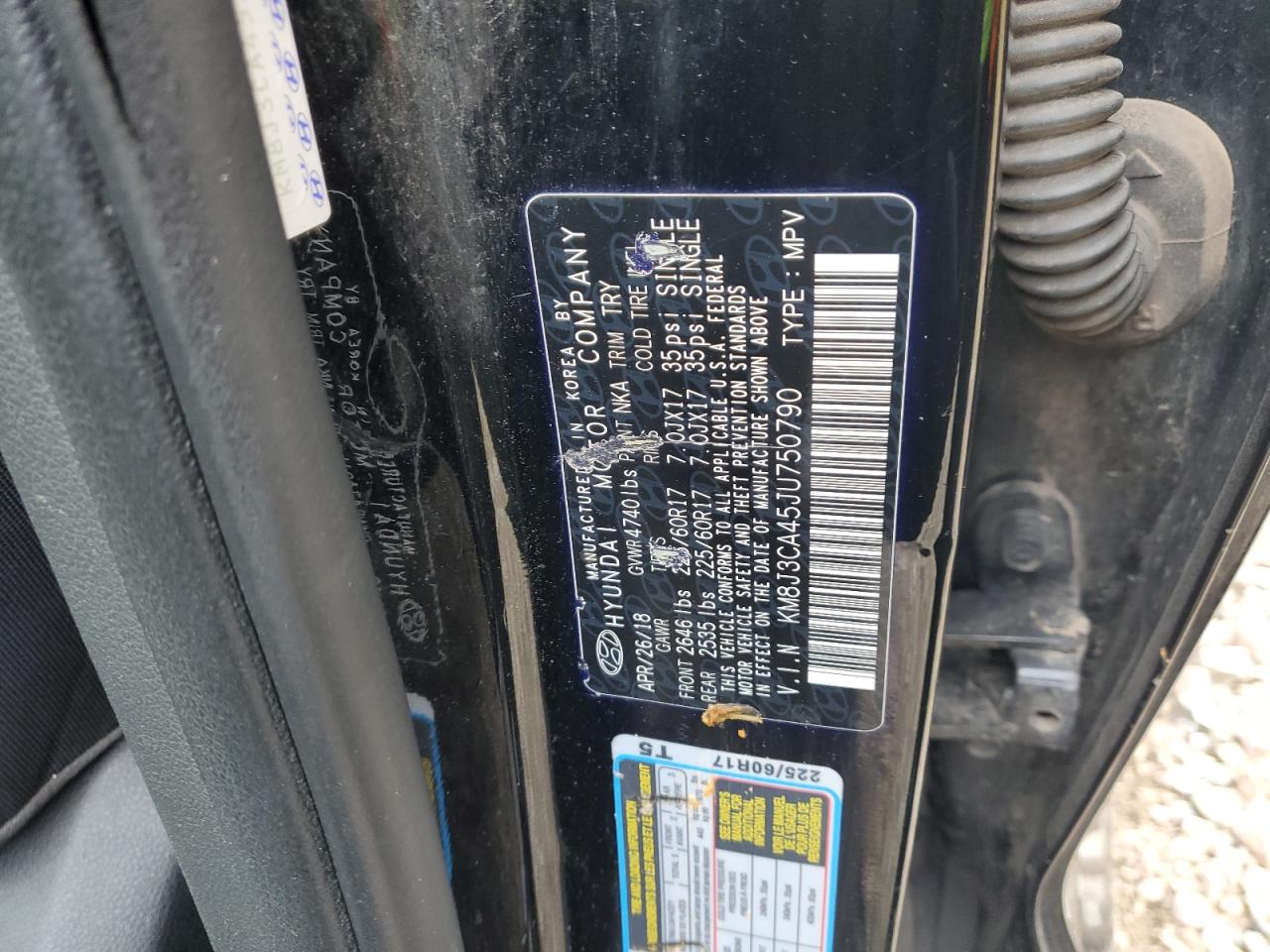 2018 Hyundai Tucson VIN KM8J3CA45JU750790 Copart auction photo, all over damage thumbnail 13