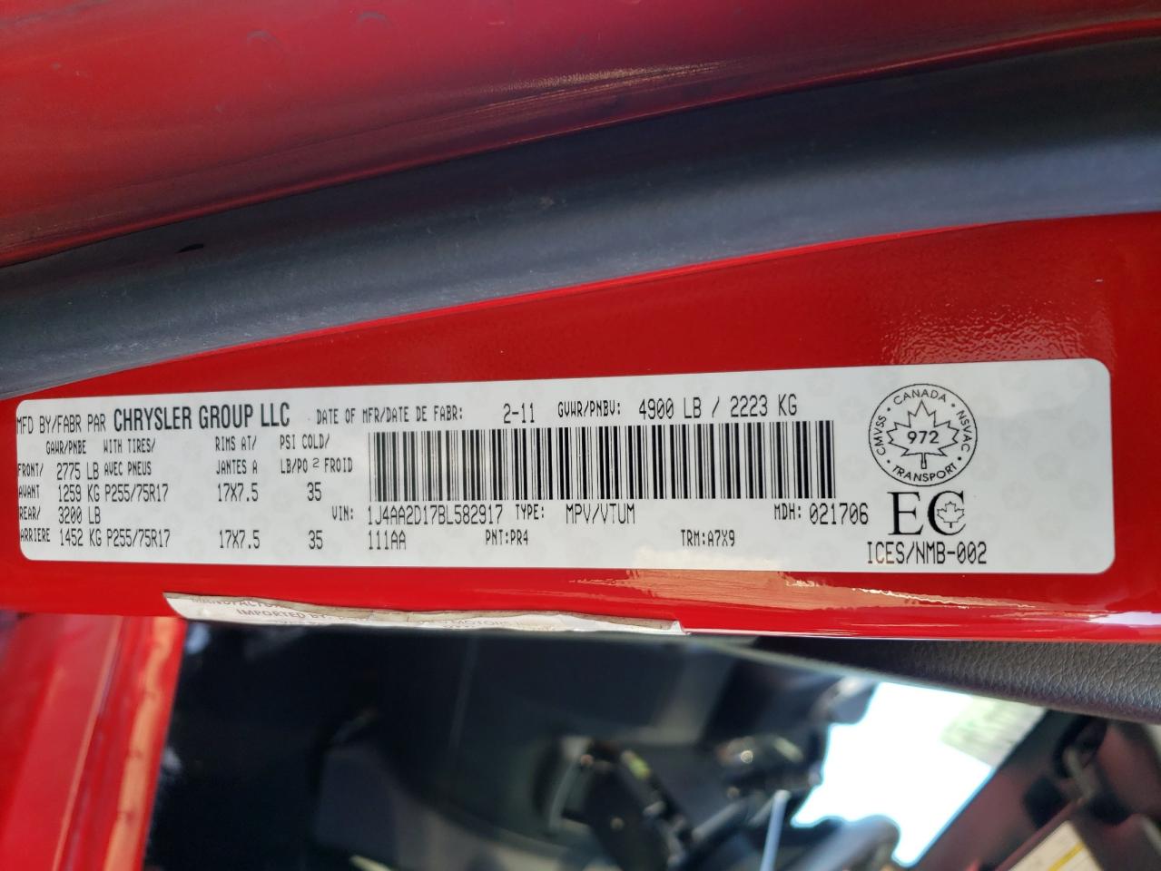 2011 Jeep Wrangler VIN 1J4AA2D17BL582917 Copart auction photo, front end damage thumbnail 12