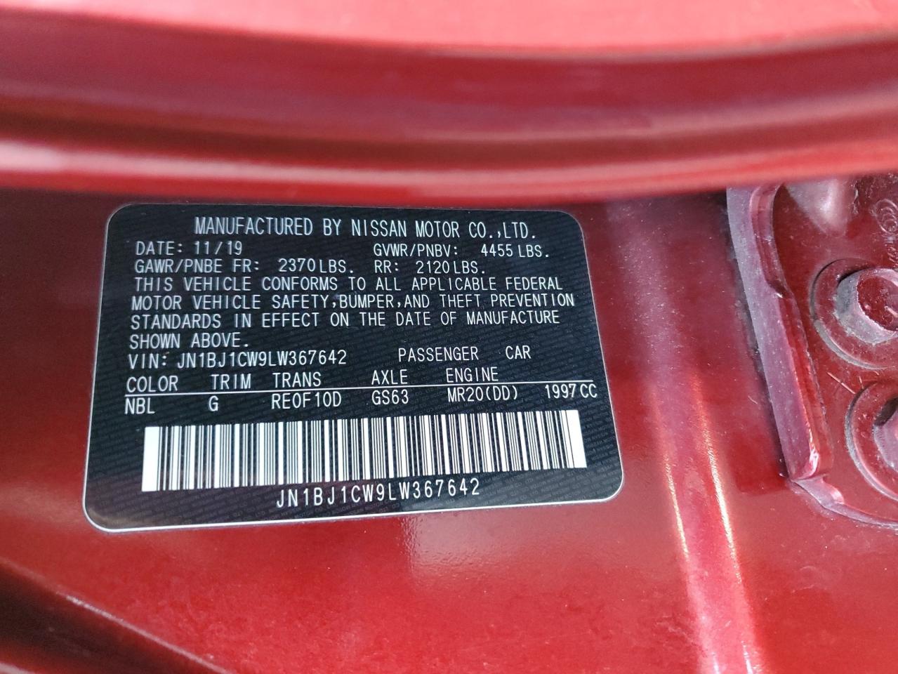 2020 Nissan Rogue VIN JN1BJ1CW9LW367642 Copart auction photo, side / minor dent/scratches damage thumbnail 13