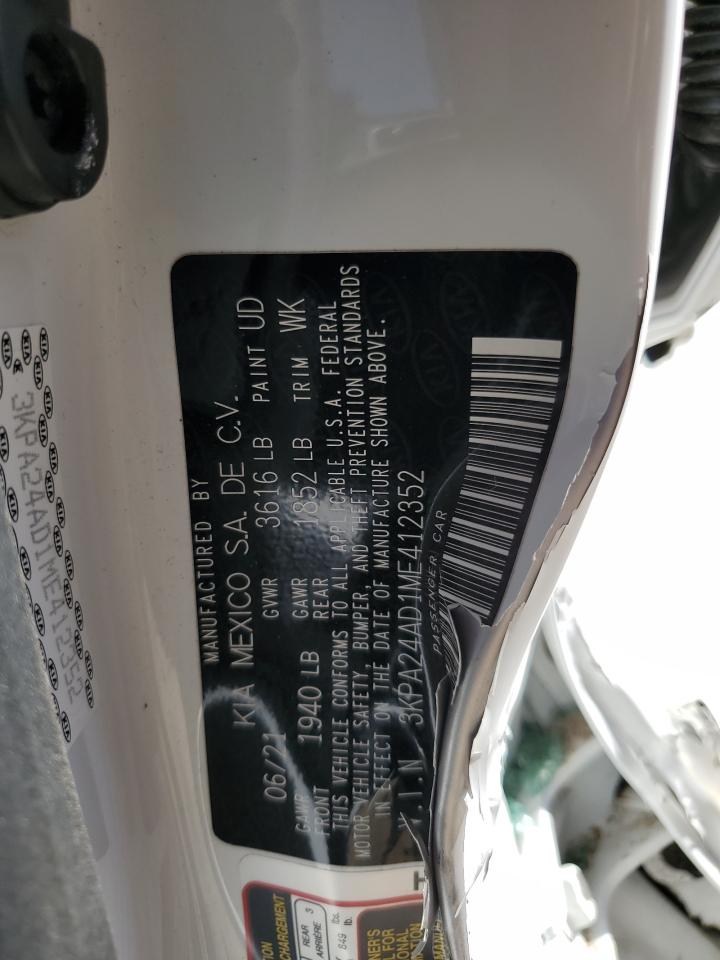 2021 KIA Rio VIN 3KPA24AD1ME412352 Copart auction photo, side damage thumbnail 14