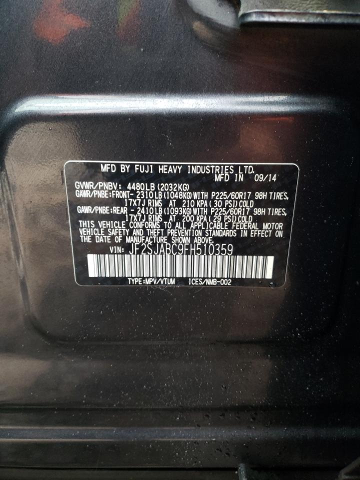 2015 Subaru Forester VIN JF2SJABC9FH510359 Copart auction photo, all over damage thumbnail 13