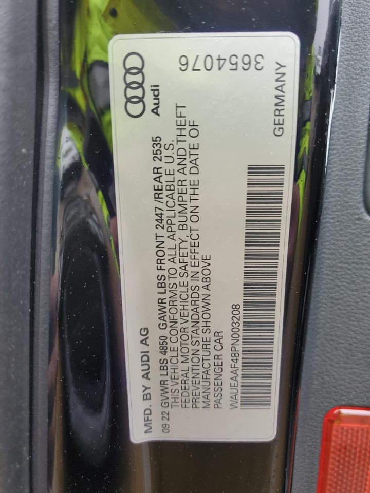 2023 Audi A4 VIN WAUEAAF48PN003208 Copart auction photo, all over damage thumbnail 12