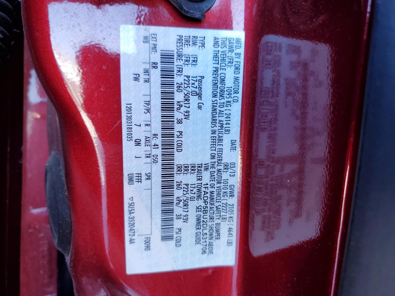 2013 Ford C-MAX VIN 1FADP5BU2DL531706 Copart auction photo, mechanical / minor dent/scratches damage thumbnail 12