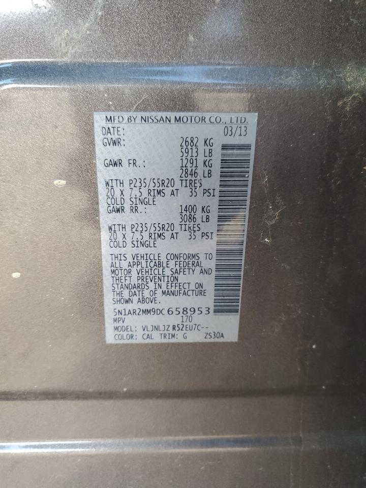 2013 Nissan Pathfinder VIN 5N1AR2MM9DC658953 Copart auction photo, mechanical / minor dent/scratches damage thumbnail 13