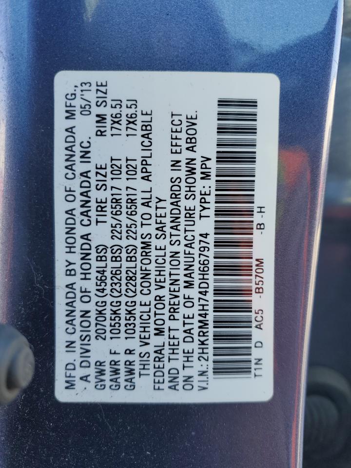 2013 Honda CR-V VIN 2HKRM4H74DH667974 Copart auction photo, rear end / front end damage thumbnail 14
